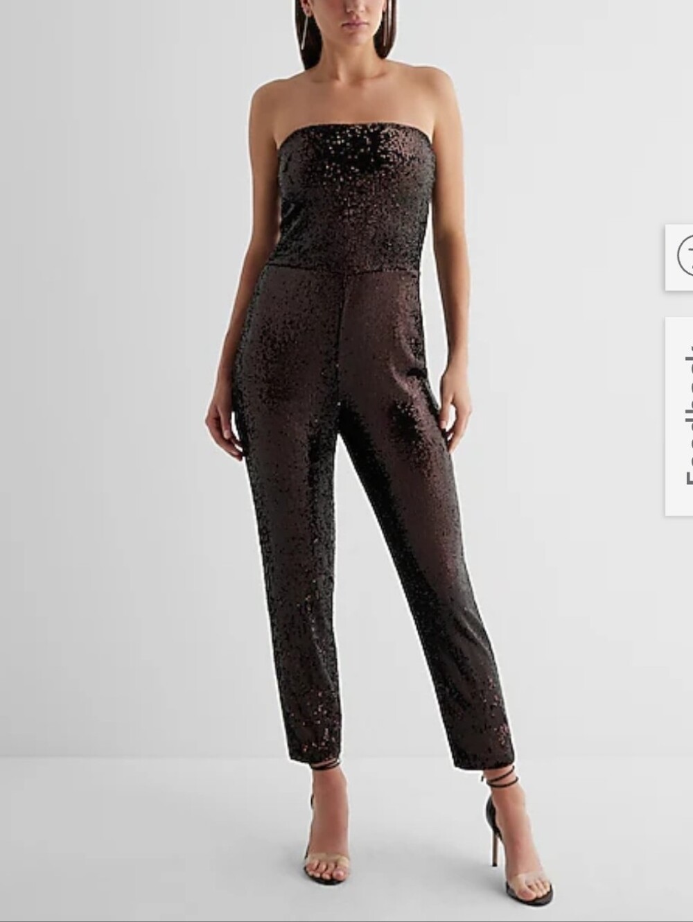 Express Brown Shimmering Sequin Strapless Allover Jumpsuit & Blazer New with Ta